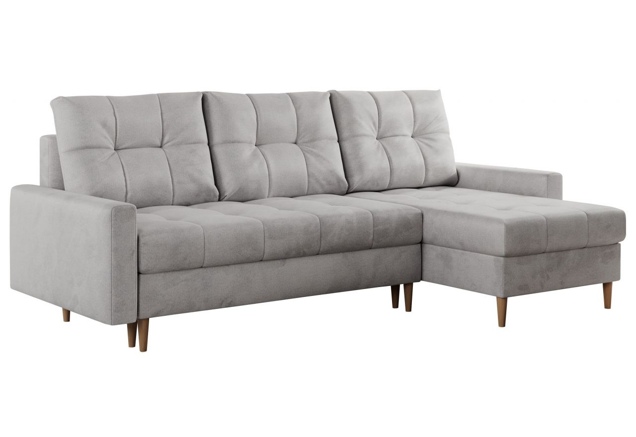 Narożnik COLIN L - uniwersalny - jasnoszary, welwet