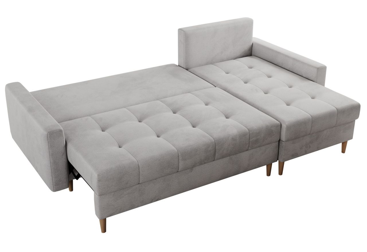 Narożnik COLIN L - uniwersalny - jasnoszary, welwet