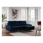 Narożnik COLIN L - uniwersalny - ciemnoniebieski, welwet