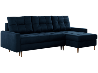 Narożnik COLIN L - uniwersalny - ciemnoniebieski, welwet