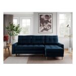 Narożnik COLIN L - uniwersalny - ciemnoniebieski, welwet