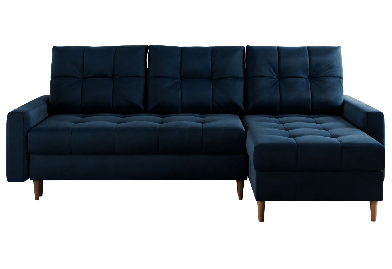 Narożnik COLIN L - uniwersalny - ciemnoniebieski, welwet