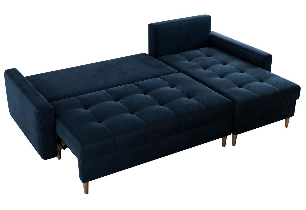 Narożnik COLIN L - uniwersalny - ciemnoniebieski, welwet