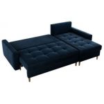 Narożnik COLIN L - uniwersalny - ciemnoniebieski, welwet