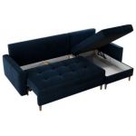 Narożnik COLIN L - uniwersalny - ciemnoniebieski, welwet