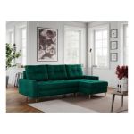 Narożnik COLIN L - uniwersalny - ciemnozielony, welwet