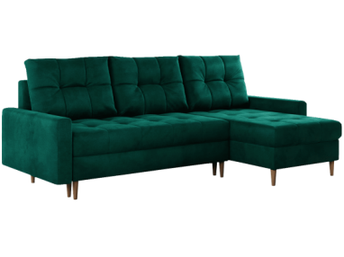 Narożnik COLIN L - uniwersalny - ciemnozielony, welwet