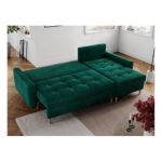 Narożnik COLIN L - uniwersalny - ciemnozielony, welwet