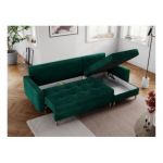 Narożnik COLIN L - uniwersalny - ciemnozielony, welwet