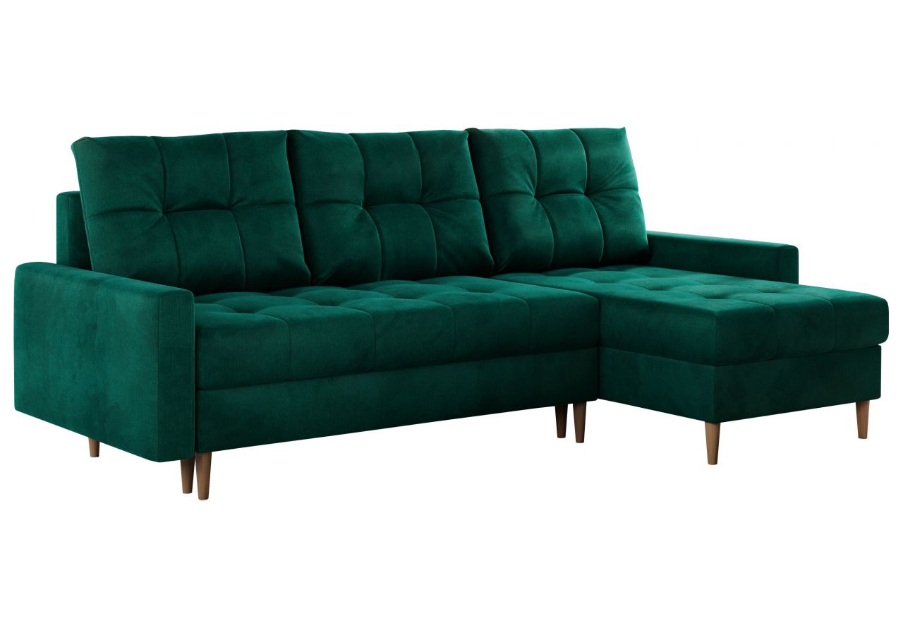 Narożnik COLIN L - uniwersalny - ciemnozielony, welwet