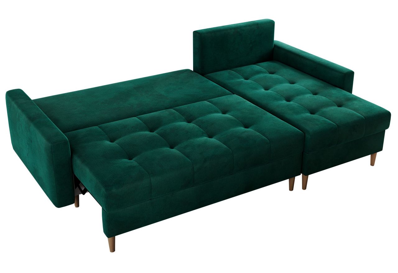 Narożnik COLIN L - uniwersalny - ciemnozielony, welwet