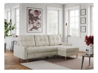 Narożnik COLIN L - uniwersalny - beżowy, welwet