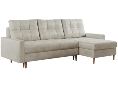 Narożnik COLIN L - uniwersalny - beżowy, welwet