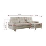 Narożnik COLIN L - uniwersalny - beżowy, welwet