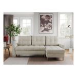 Narożnik COLIN L - uniwersalny - beżowy, welwet