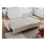 Narożnik COLIN L - uniwersalny - beżowy, welwet