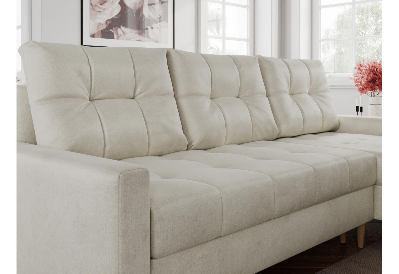 Narożnik COLIN L - uniwersalny - beżowy, welwet