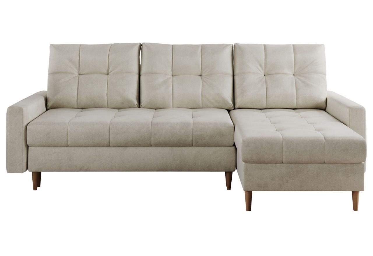 Narożnik COLIN L - uniwersalny - beżowy, welwet