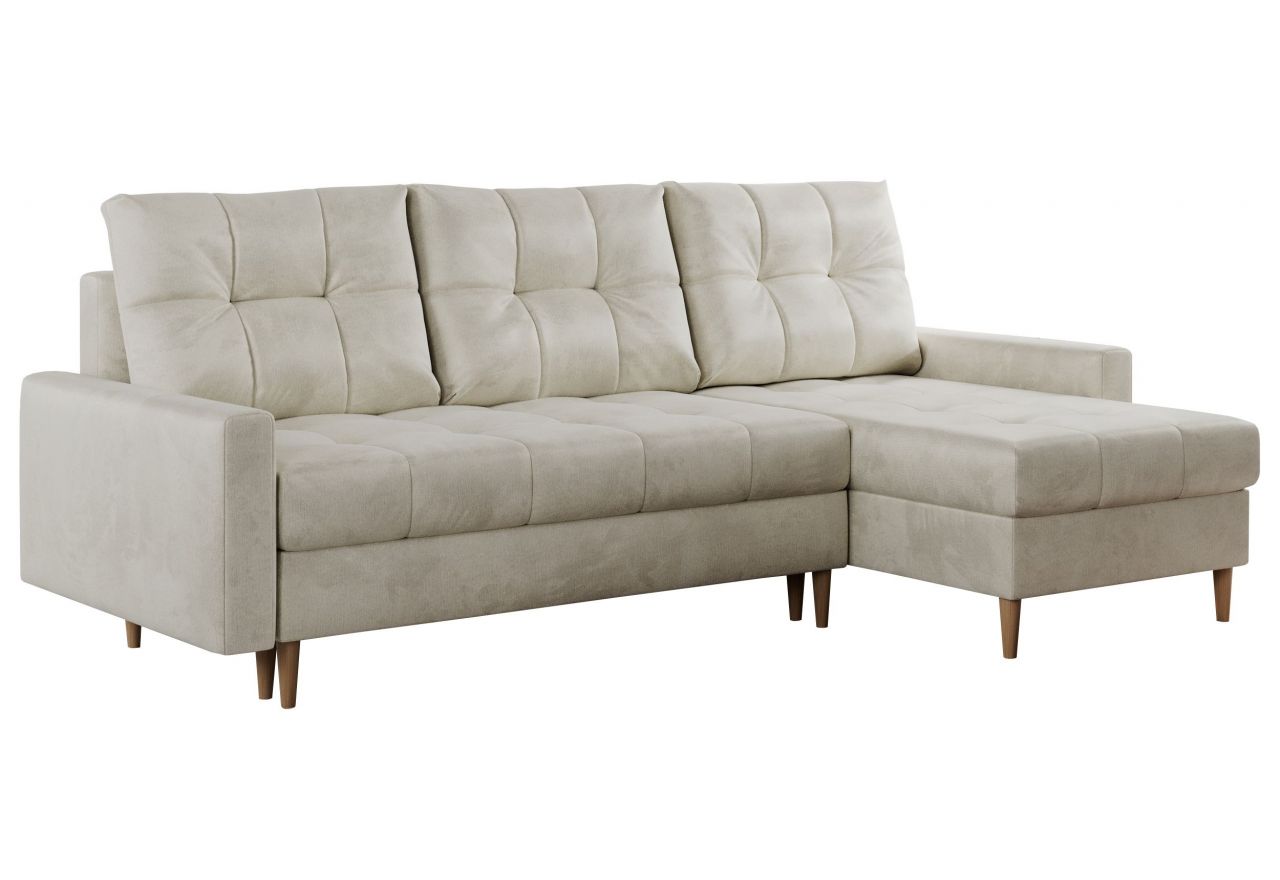 Narożnik COLIN L - uniwersalny - beżowy, welwet