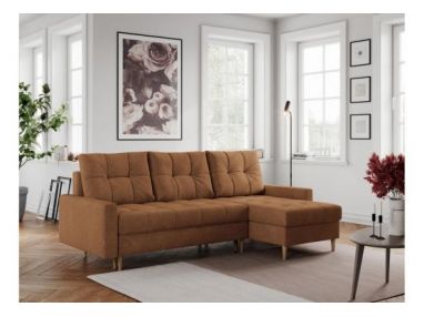 Narożnik COLIN L - uniwersalny - pomarańczowy, struktura