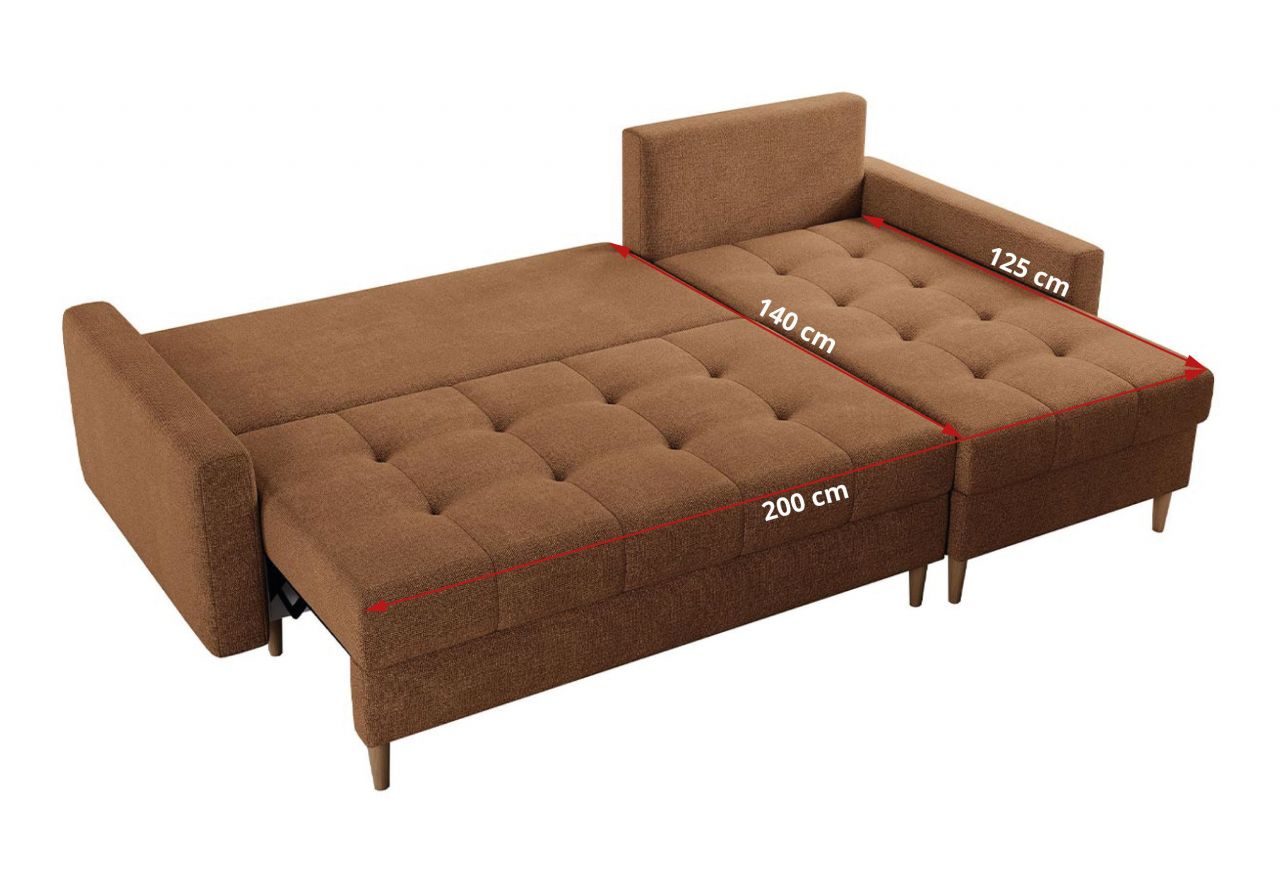 Narożnik COLIN L - uniwersalny - pomarańczowy, struktura