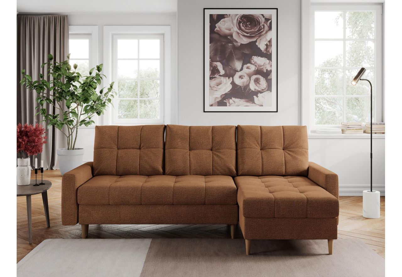 Narożnik COLIN L - uniwersalny - pomarańczowy, struktura