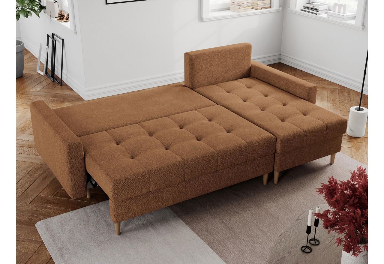 Narożnik COLIN L - uniwersalny - pomarańczowy, struktura