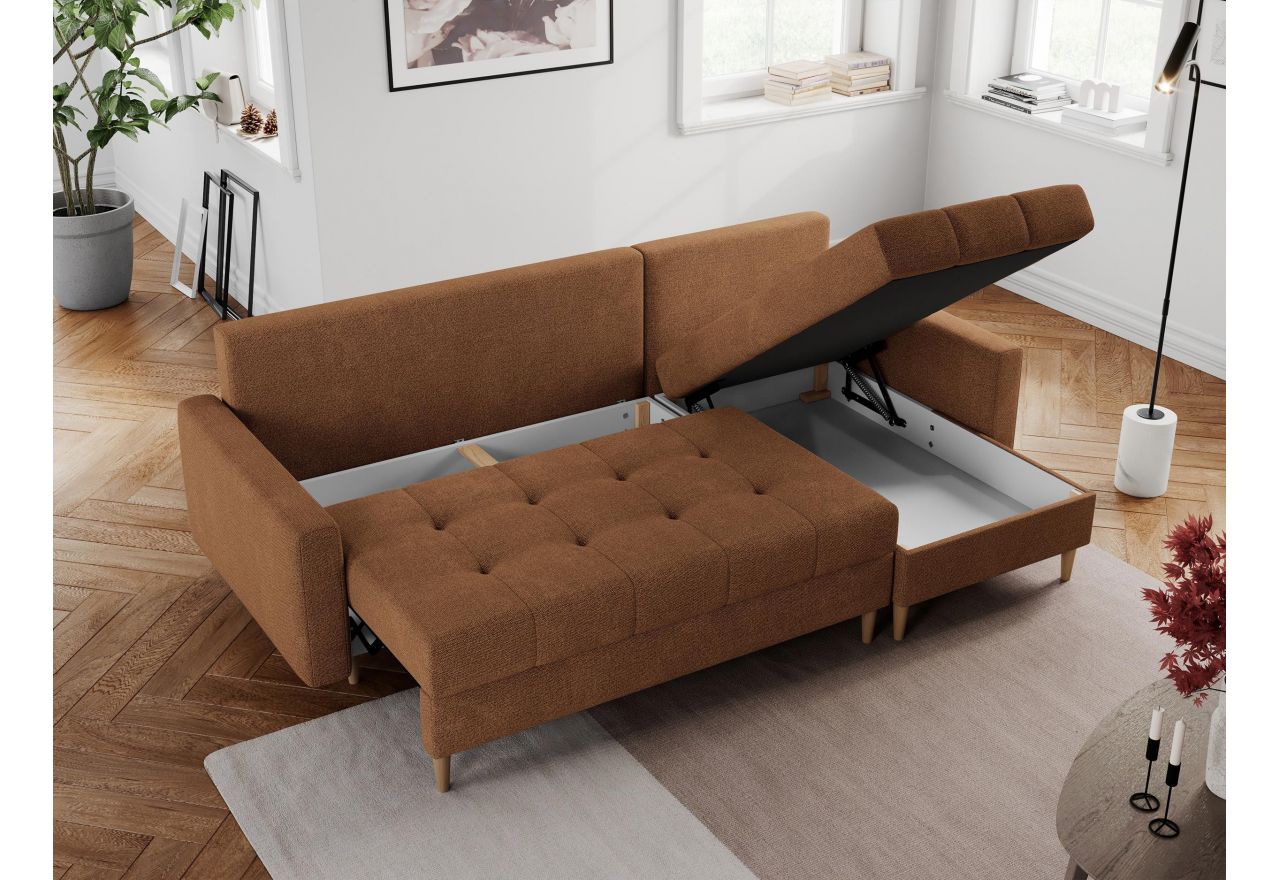 Narożnik COLIN L - uniwersalny - pomarańczowy, struktura