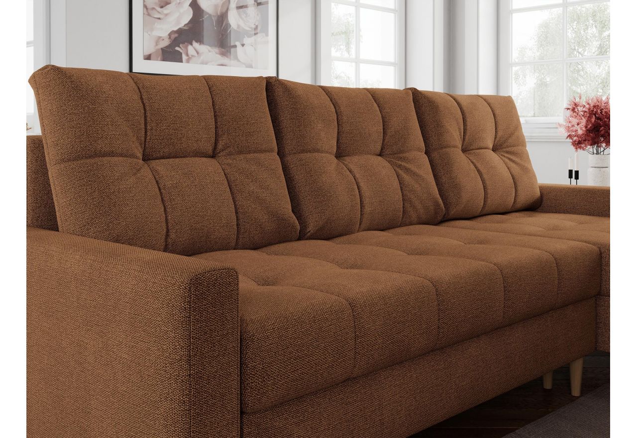 Narożnik COLIN L - uniwersalny - pomarańczowy, struktura