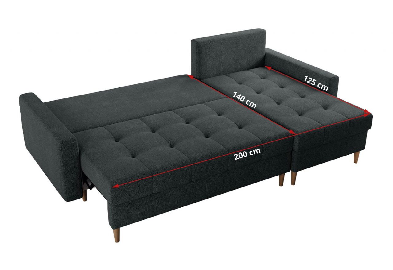 Narożnik COLIN L - uniwersalny - ciemnoszary, struktura