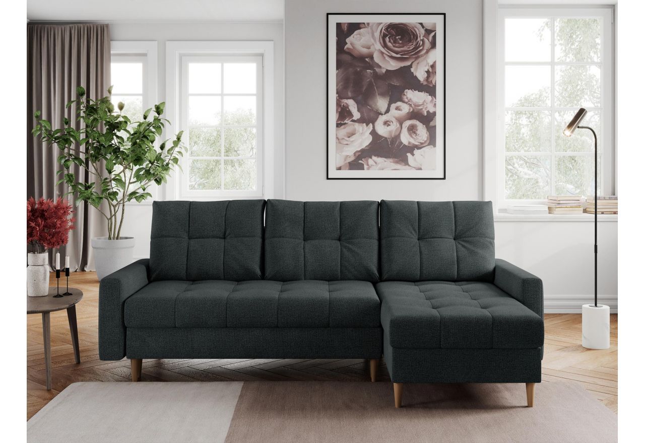 Narożnik COLIN L - uniwersalny - ciemnoszary, struktura