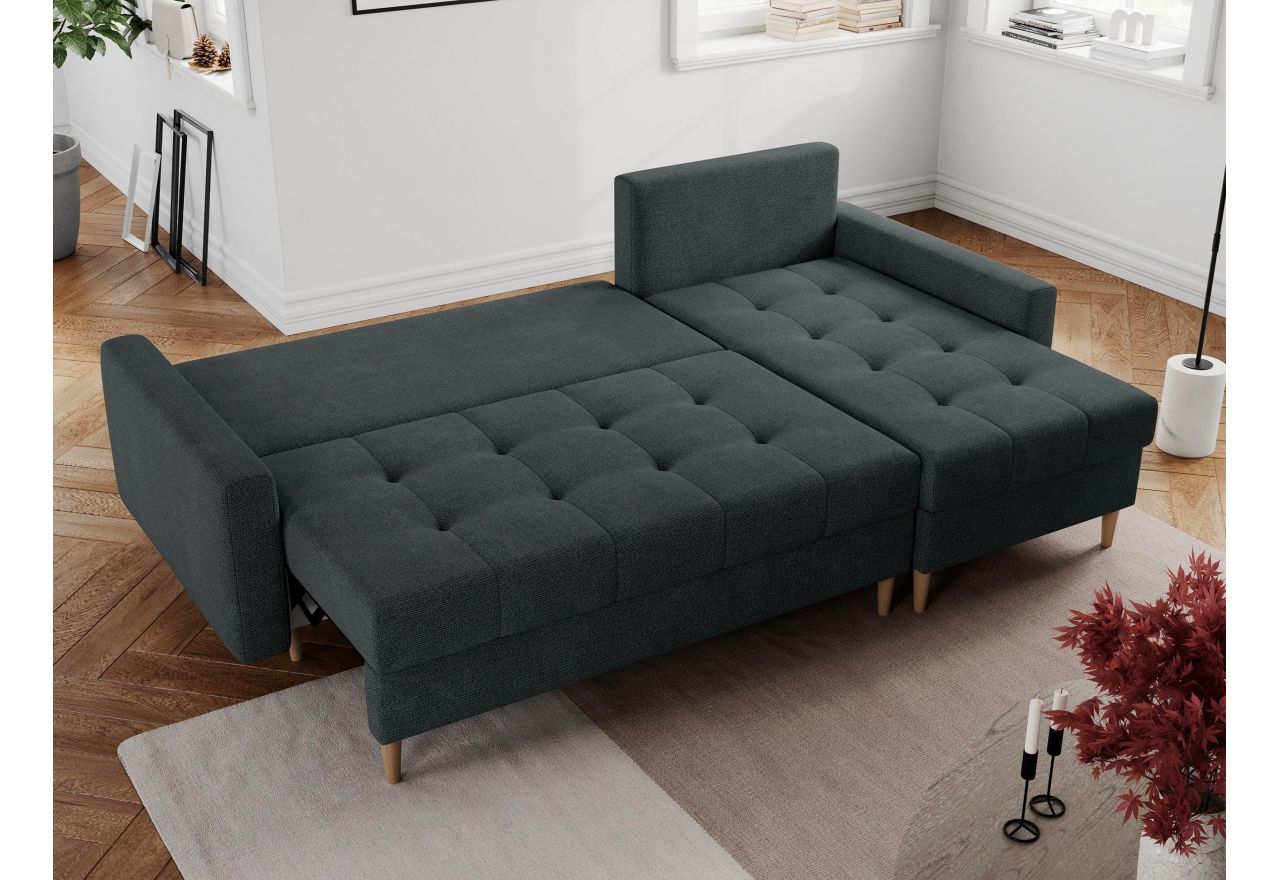 Narożnik COLIN L - uniwersalny - ciemnoszary, struktura