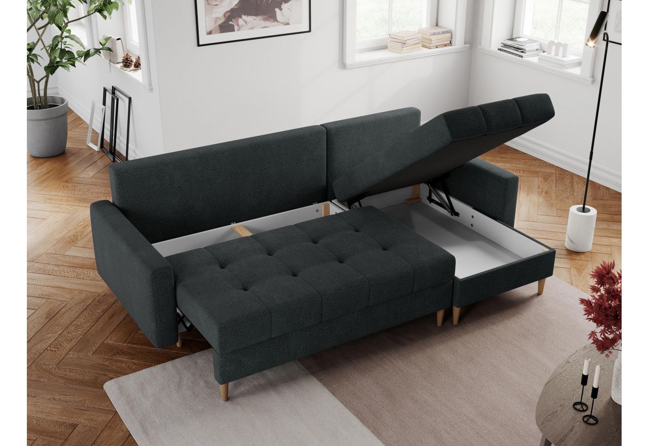 Narożnik COLIN L - uniwersalny - ciemnoszary, struktura