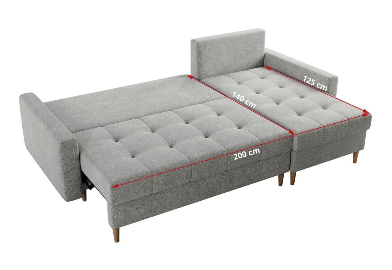 Narożnik COLIN L - uniwersalny - jasnoszary, struktura