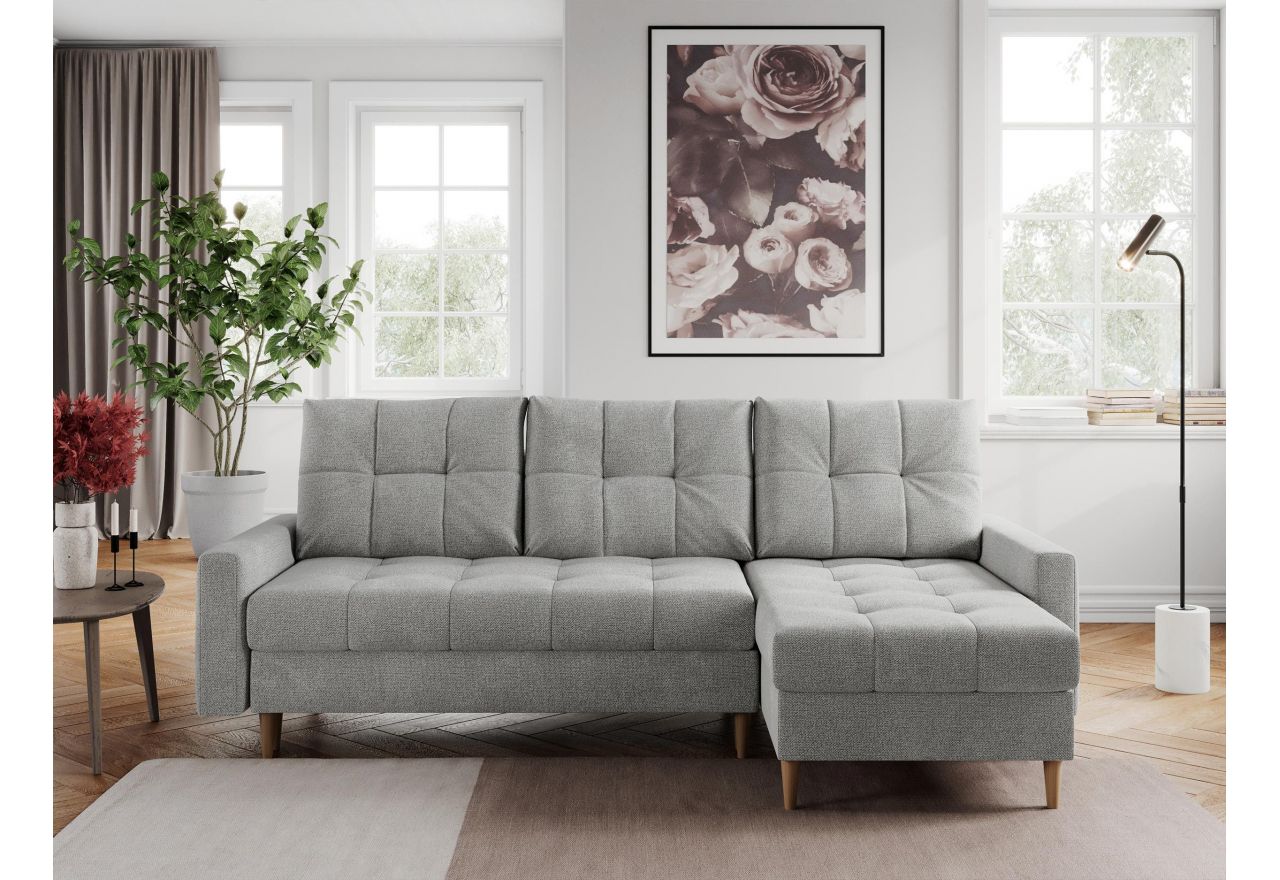 Narożnik COLIN L - uniwersalny - jasnoszary, struktura