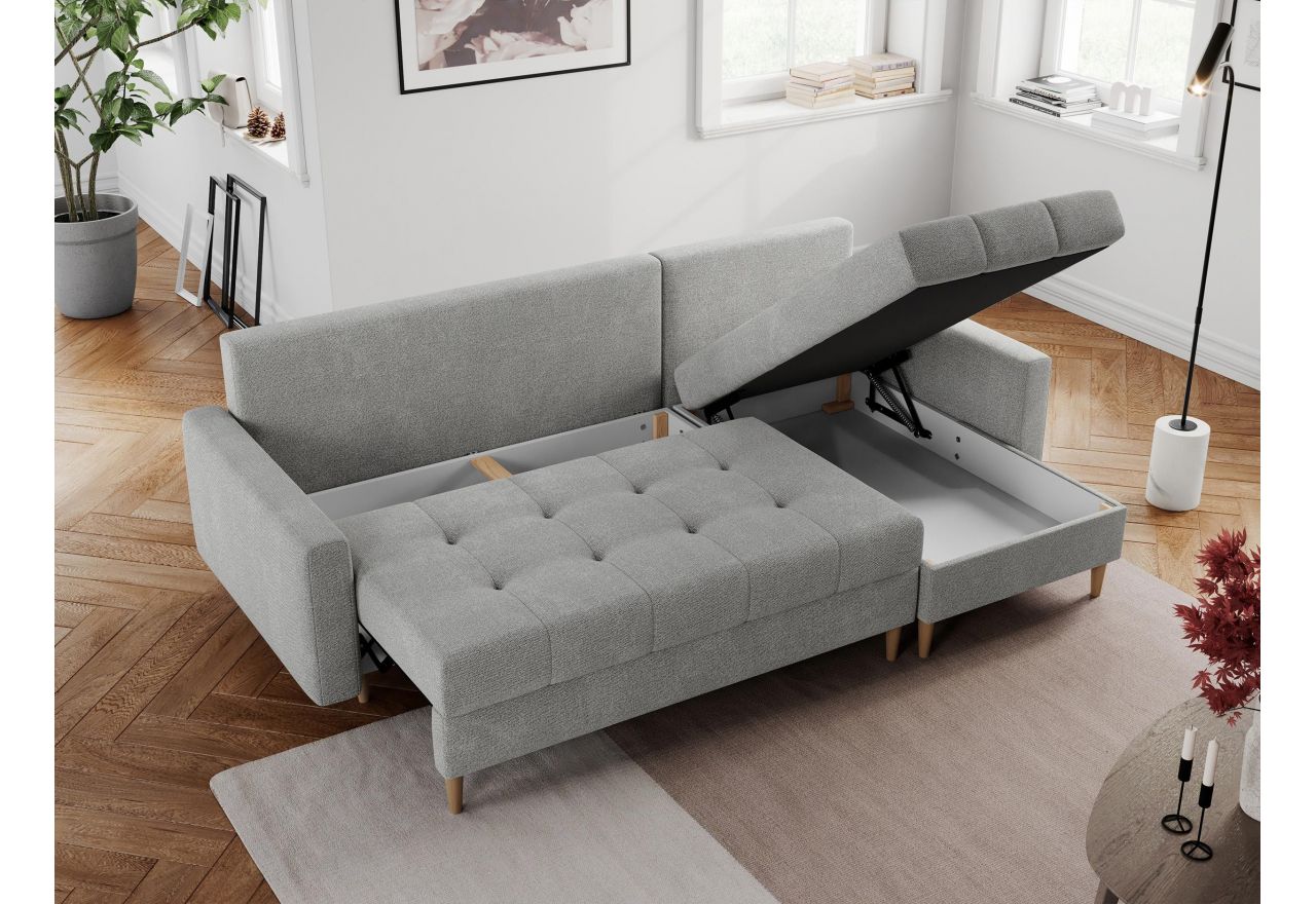 Narożnik COLIN L - uniwersalny - jasnoszary, struktura