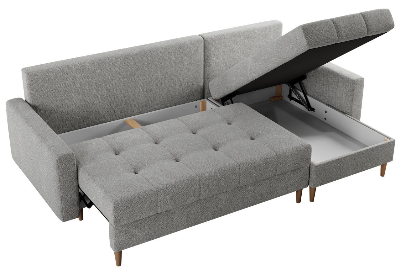 Narożnik COLIN L - uniwersalny - jasnoszary, struktura