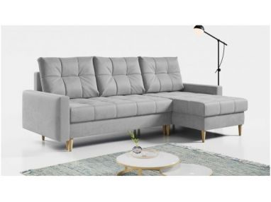 Narożnik ASTRA L - uniwersalny - jasnoszary, welwet