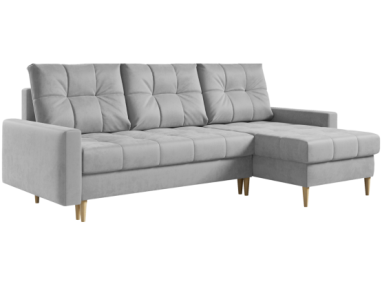 Narożnik ASTRA L - uniwersalny - jasnoszary, welwet