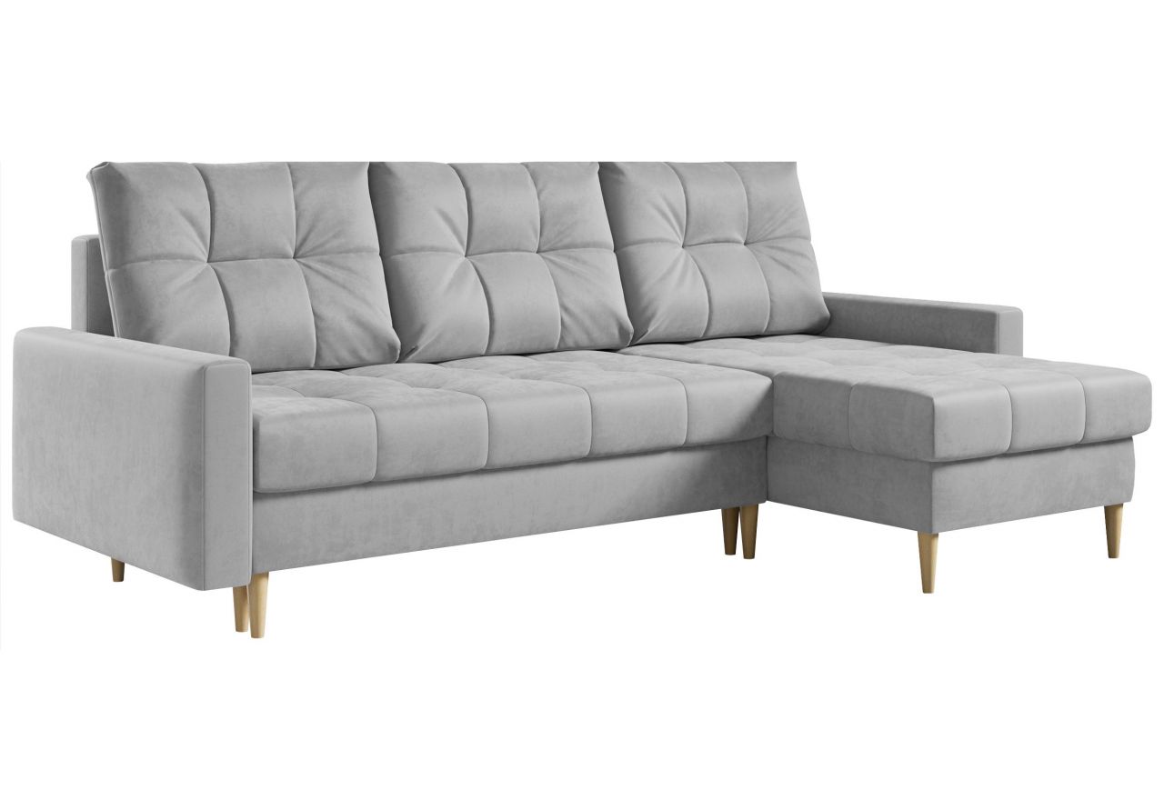 Narożnik ASTRA L - uniwersalny - jasnoszary, welwet