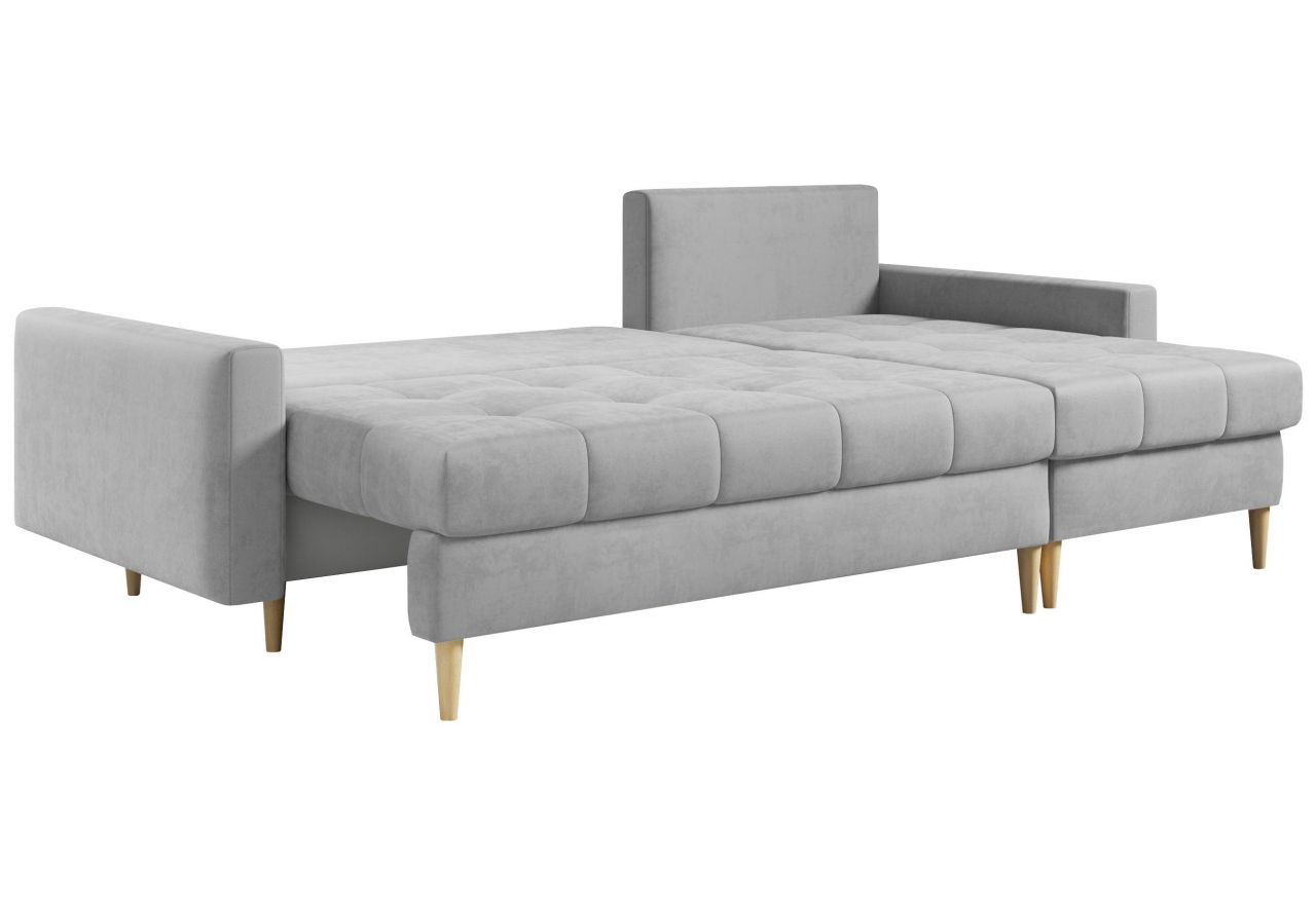 Narożnik ASTRA L - uniwersalny - jasnoszary, welwet