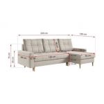 Narożnik ASTRA L - uniwersalny - beżowy, welwet