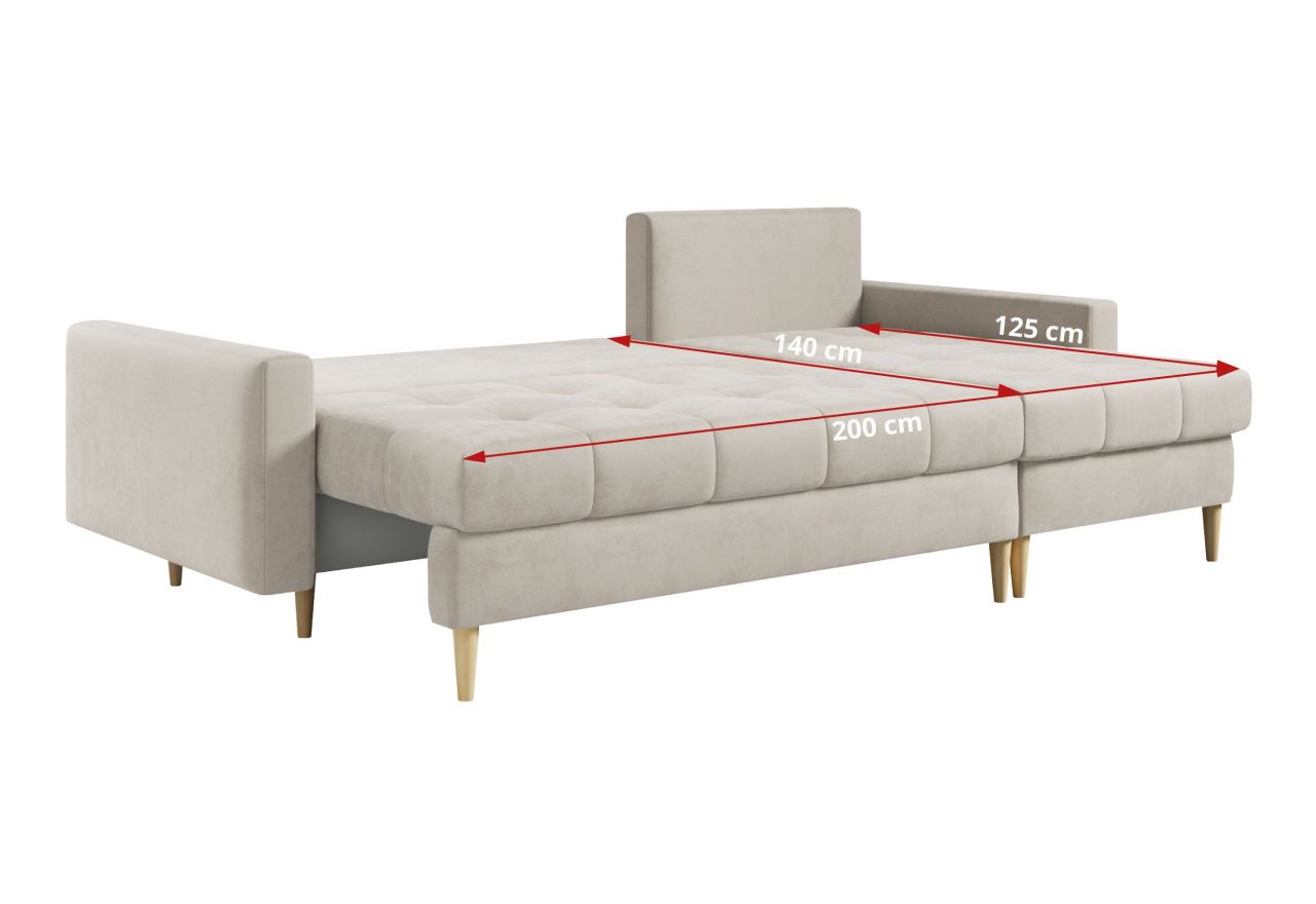 Narożnik ASTRA L - uniwersalny - beżowy, welwet