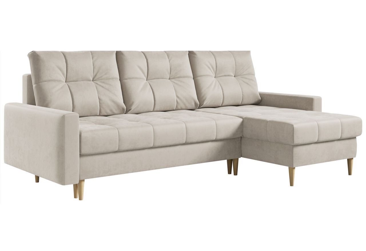 Narożnik ASTRA L - uniwersalny - beżowy, welwet