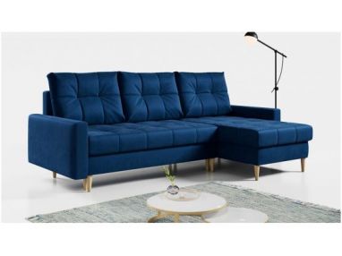 Narożnik ASTRA L - uniwersalny - ciemnoniebieski, welwet