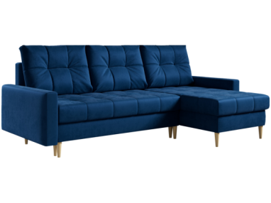 Narożnik ASTRA L - uniwersalny - ciemnoniebieski, welwet