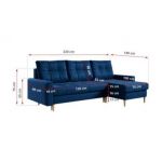 Narożnik ASTRA L - uniwersalny - ciemnoniebieski, welwet