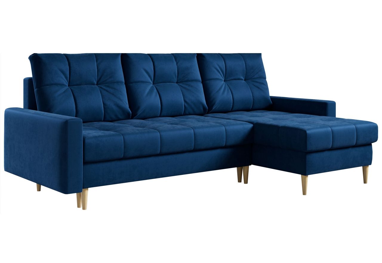 Narożnik ASTRA L - uniwersalny - ciemnoniebieski, welwet