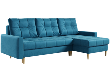 Narożnik ASTRA L - uniwersalny - niebieski, welwet