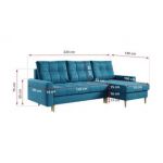 Narożnik ASTRA L - uniwersalny - niebieski, welwet